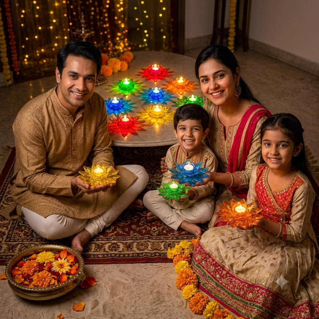 Water Sensing LED Diya Set of 16, Warm Yellow Flameless Diyas for Diwali, Festivals & Home Decor