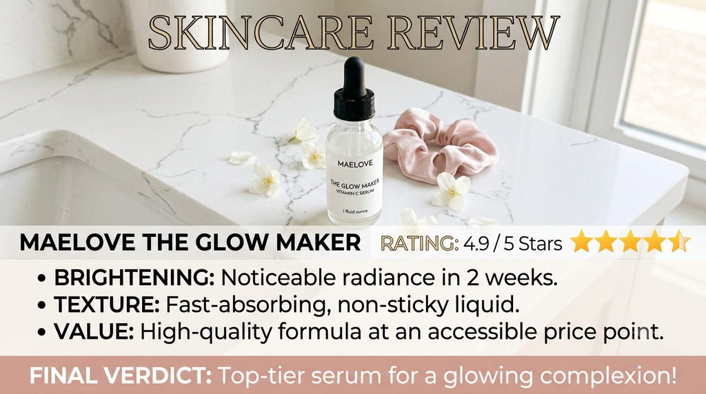 MAELOVE Hydrating Facial Serum with Vitamins C, E, Ferulic Acid and Hyaluronic Acid -1 Fl Oz/30ML (Pack of 1)